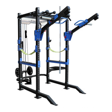 Multifunction squat power rack lat pulldown low pulley
